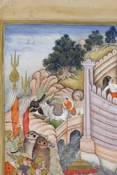 Détail des troupes de Babur prenant la forteresse de Kaboul, vers 1590-1600